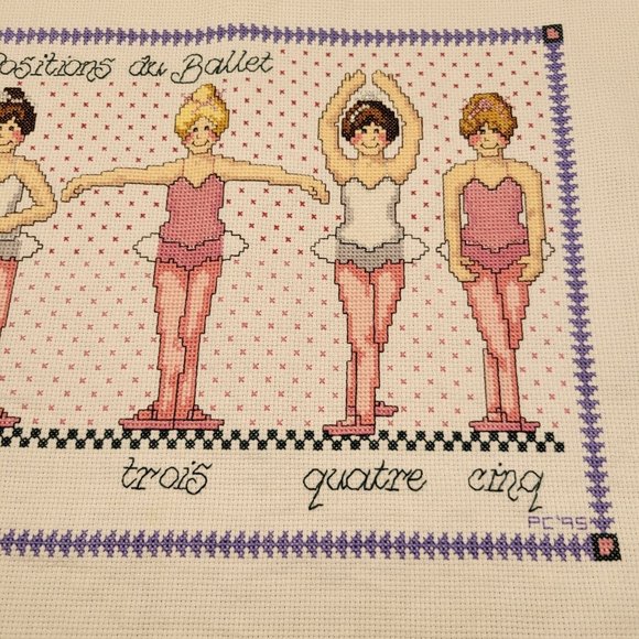 Ballet Positions Cross Stitch Project Complete Little Ballerinas Girl's Bedroom - Picture 3 of 7
